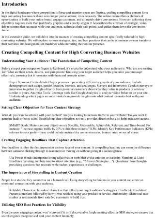 Creating Compelling Content for High Converting Business Websites