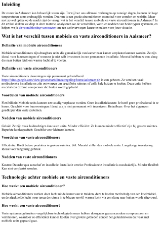 Wat is het verschil tussen mobiele en vaste airconditioners in Aalsmeer?