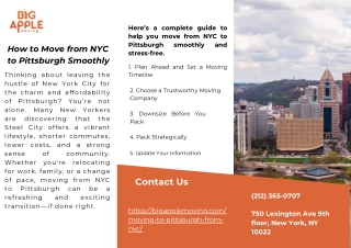 How to Move from NYC to Pittsburgh Smoothly