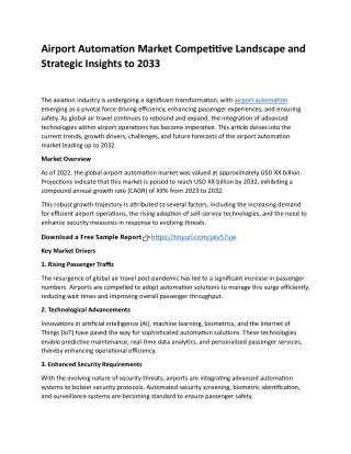 Airport Automation Market Competitive Landscape and Strategic Insights to 2033