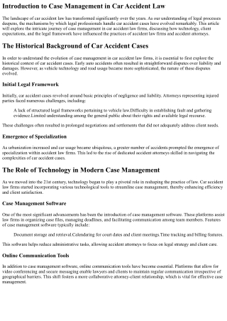 The Evolution of Case Management in Car Accident Law Firms