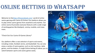 ONLINE BETTING ID WHATSAPP