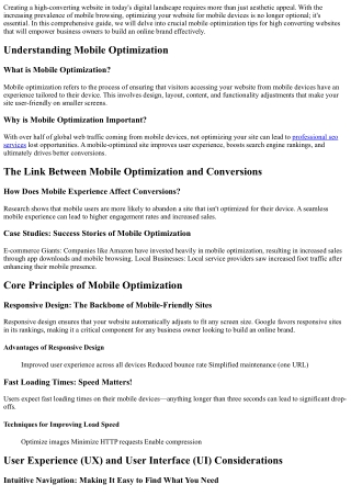 Mobile Optimization Tips for High Converting Websites