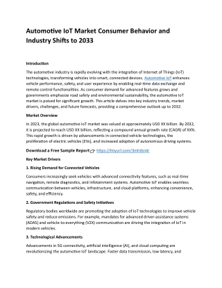 Automotive IoT Market Consumer Behavior and Industry Shifts to 2033