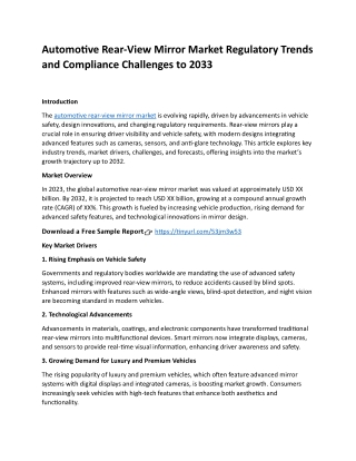 Automotive Rear-View Mirror Market Regulatory Trends and Compliance Challenges t