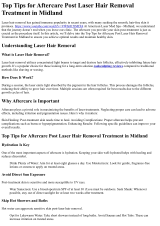 Top Tips for Aftercare Post Laser Hair Removal Treatment in Midland
