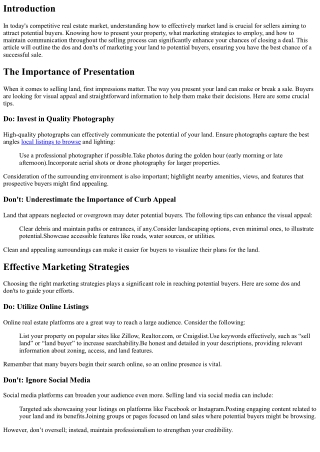 The Dos and Don'ts of Marketing Your Land to Potential Buyers