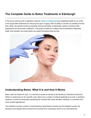 The Complete Guide to Botox Treatments in Edinburgh