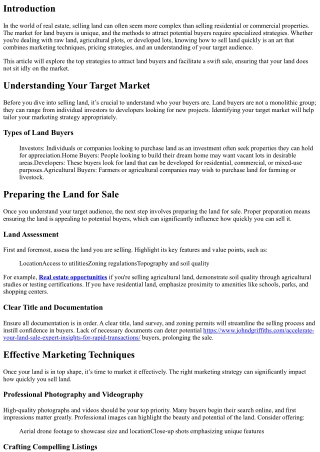 Top Strategies to Attract Land Buyers and Sell Land Quickly