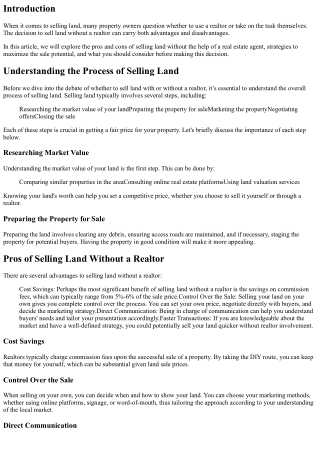 Selling Land Without a Realtor: Is It a Good Idea?