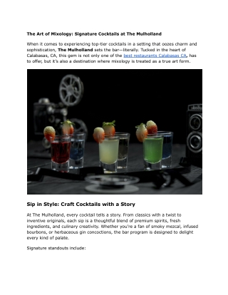 The Art of Mixology_ Signature Cocktails at The Mulholland