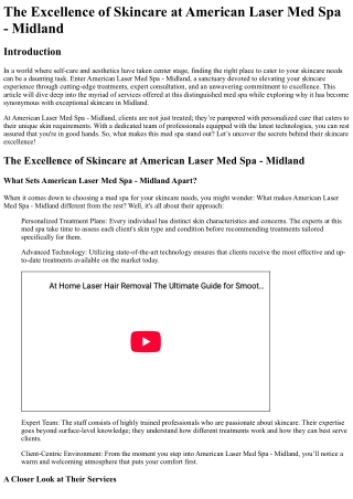 The Excellence of Skincare at American Laser Med Spa - Midland