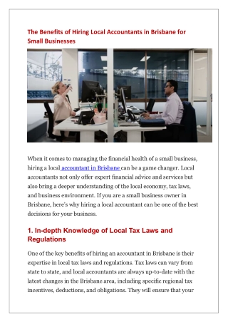 The Benefits of Hiring Local Accountants in Brisbane for Small Businesses