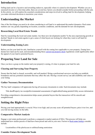 Selling Land for Development: Things to Consider