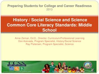 History / Social Science and Science Common Core Literacy Standards: Middle School