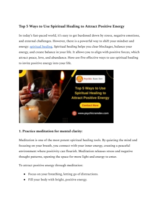Top 5 Ways to Use Spiritual Healing to Attract Positive Energy