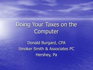 Doing Your Taxes on the Computer