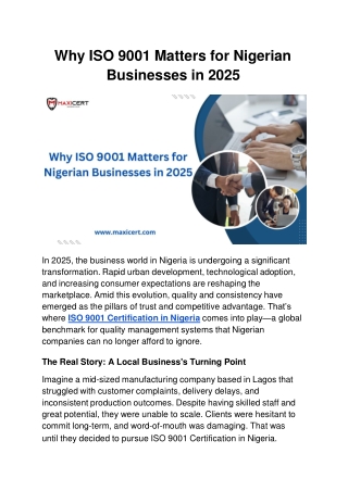 Why ISO 9001 Matters for Nigerian Businesses in 2025