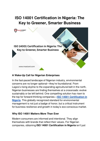 ISO 14001 Certification in Nigeria_ The Key to Greener, Smarter Business