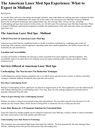The American Laser Med Spa Experience What to Expect in Midland