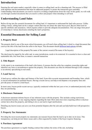 Essential Documents You Need to Sell Land