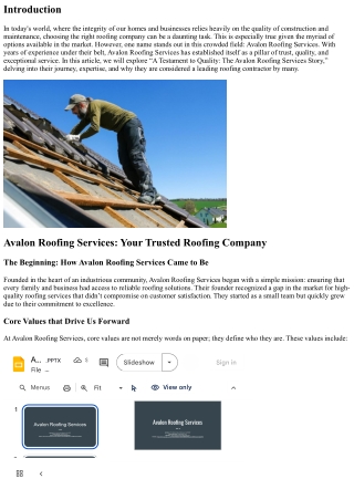 A Testament to Quality: The Avalon Roofing Services Story
