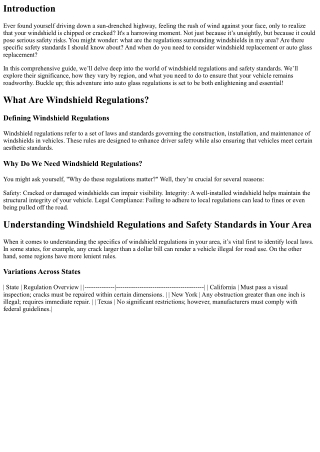 Understanding Windshield Regulations and Safety Standards in Your Area