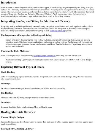 Integrating Roofing and Siding for Maximum Efficiency