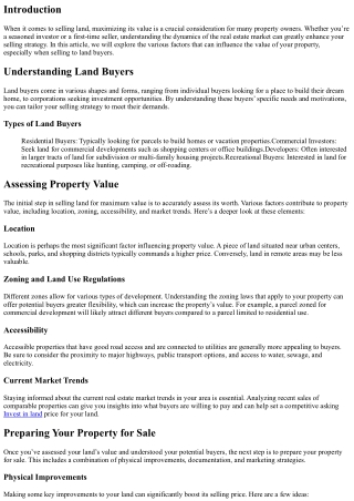 Maximizing Your Property's Value When Selling to Land Buyers