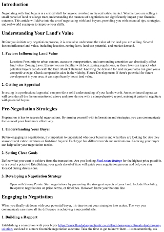 The Art of Negotiating with Land Buyers