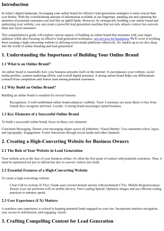 Leveraging Your Online Brand for Effective Lead Generation Strategies