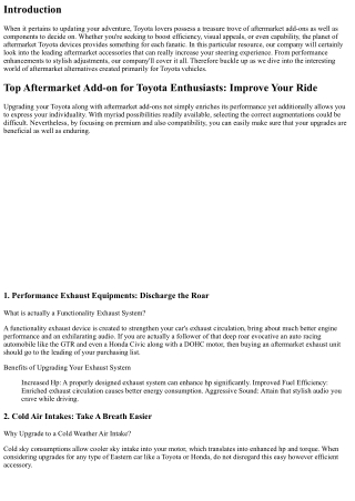 Best Aftermarket Add-on for Toyota Aficionados: Enrich Your Experience