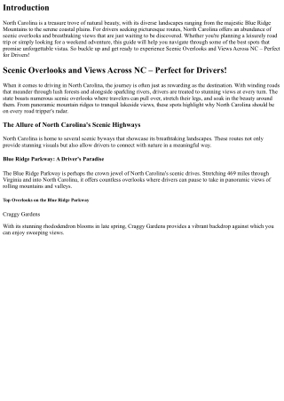 Scenic Overlooks and Views Across NC – Perfect for Drivers!