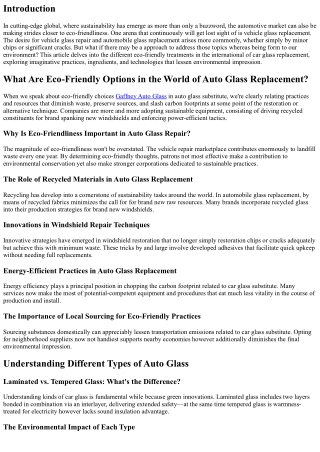 Eco-Friendly Options within the World of Auto Glass Replacement
