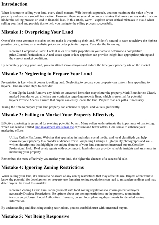 7 Mistakes to Avoid When Selling Your Land