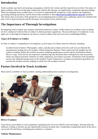 A Fresh Look at Investigating Truck Accident Cases