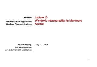 Lecture 10: Worldwide Interoperability for Microwave Access