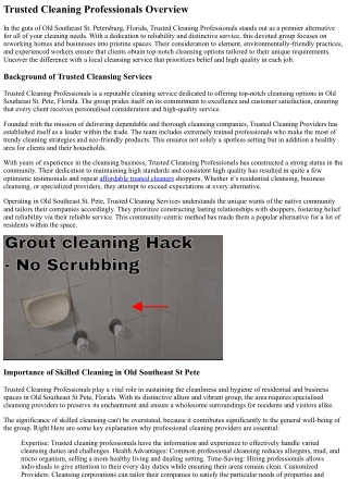 Trusted Cleansing Professionals Serving Old Southeast St Pete Florida
