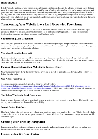 Transforming Your Website into a Lead Generation Powerhouse