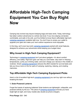 Affordable High-Tech Camping Equipment You Can Buy Right Now