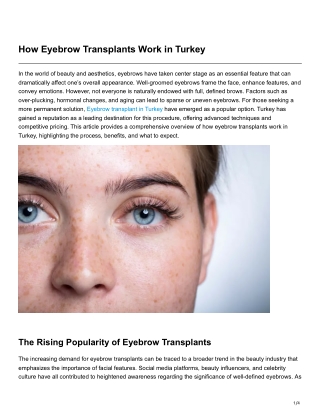 How Eyebrow Transplants Work in Turkey