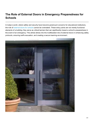 The Role of External Doors in Emergency Preparedness for Schools