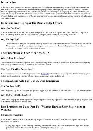 Best Practices for Using Pop-Ups Without Hurting User Experience on Websites