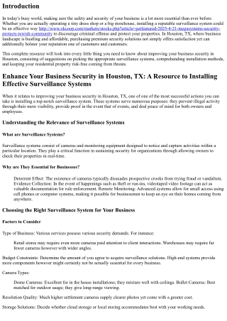 Improve Your Business Security in Houston, TX: A Quick Guide to Installing Effec