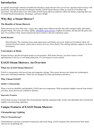 What Makes EAGO Steam Showers Stand Out in the Market?