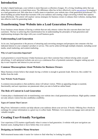 Transforming Your Website into a Lead Generation Powerhouse