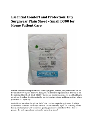 Surgiwear Plain Sheet D300: The Trusted Choice for Home Patient Care
