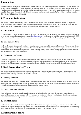 Understanding Market Trends Before Selling Your Land