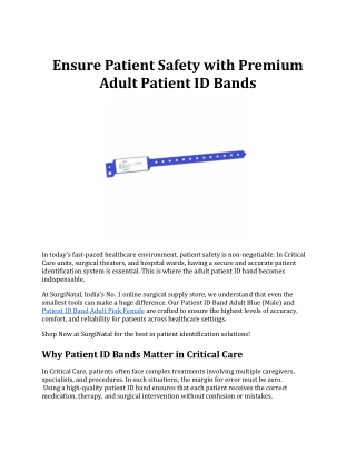 Ensure Patient Safety with Premium Adult Patient ID Bands