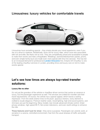 Luxury Rides with Empire UK Chauffeur | empireukchauffeur
